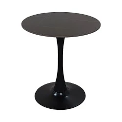Balou pakoworld table sintered stone in black marble look-black metal base D90x73cm Balou pakoworld table sintered stone in black marble look-black metal base D90x73cm