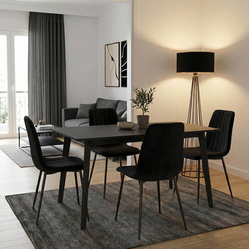 Dining table Benson pakoworld mdf - venner in rustic grey color 150x90x75cm