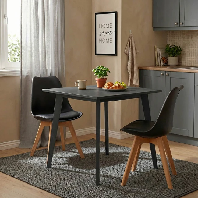 Dining table Benson pakoworld mdf - venner in rustic grey color 80x80x75cm