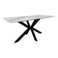 Table Bethan pakoworld sintered stone-metal white marble look-black 160x80x75cm