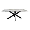 Table Bethan pakoworld sintered stone-metal white marble look-black 160x80x75cm
