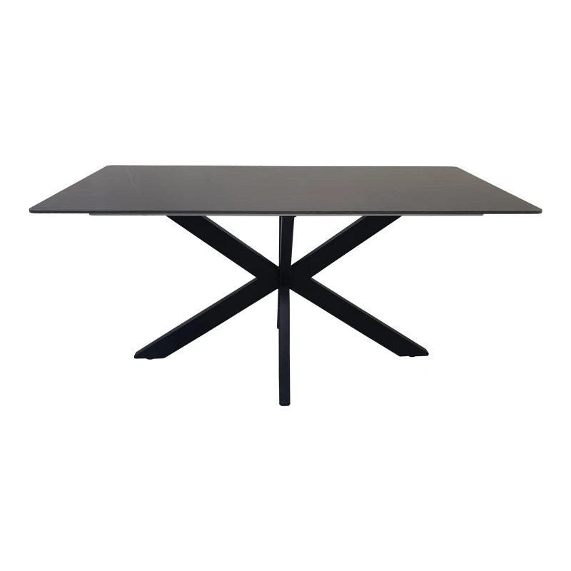 Table Bethan pakoworld sintered stone-metal black marble look-black 160x80x75cm