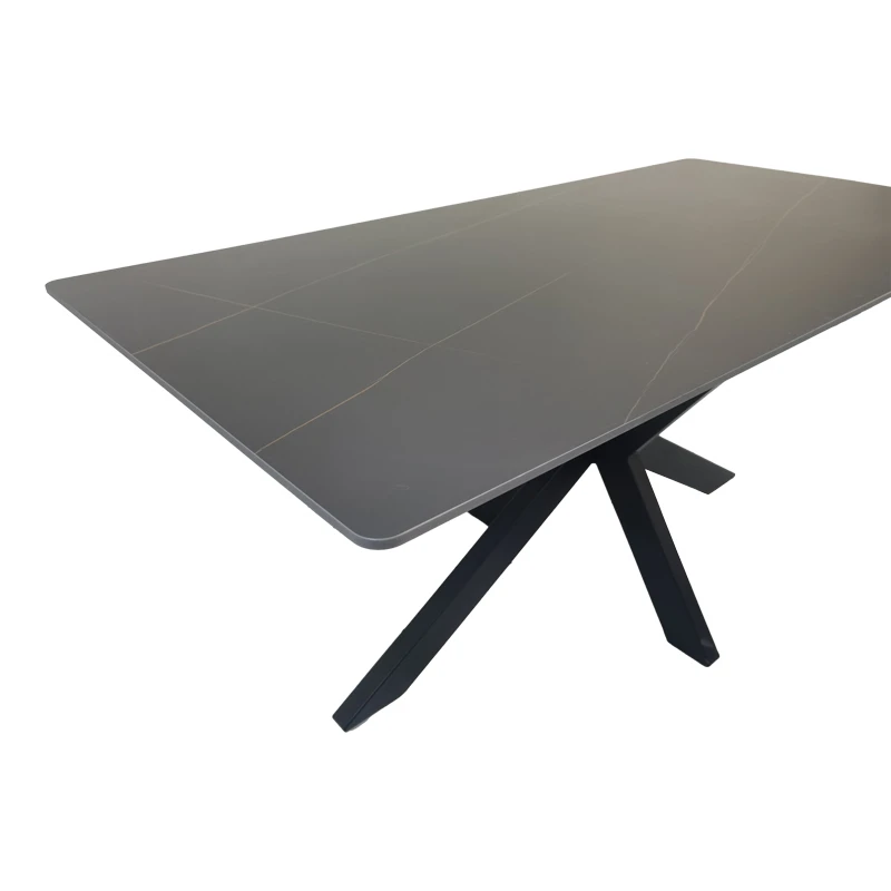Table Bethan pakoworld sintered stone-metal black marble look-black 160x80x75cm