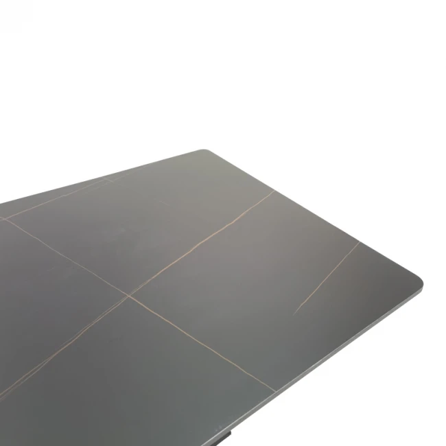 Τραπέζι Bethan pakoworld sintered stone-μέταλλο μαύρο μαρμάρου-μαύρο 160x80x75εκ