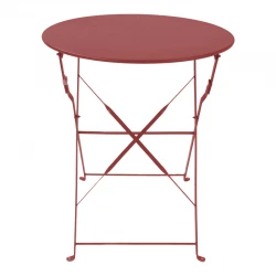 Τραπεζι Bistro pakoworld μεταλλικό αναδιπλούμενο σε απόχρωση terracotta Φ60x71εκ