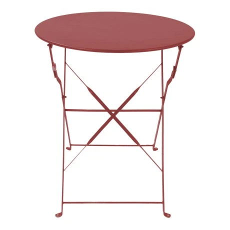 Bistro table pakoworld metal folding in terracotta color D60x71cm