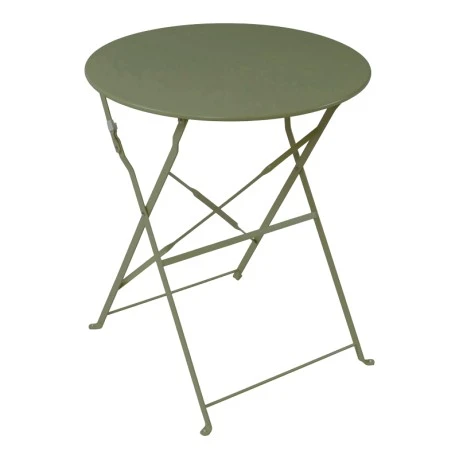 Bistro table pakoworld metal folding in olive green color D60x71cm