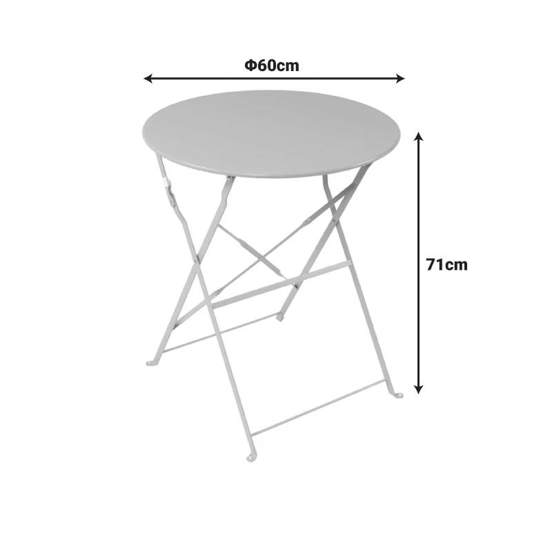 Bistro table pakoworld metal folding in olive green color D60x71cm