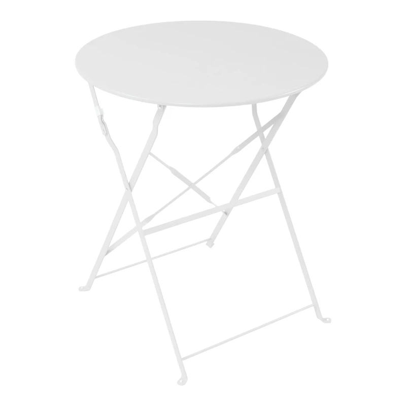 Bistro table pakoworld metal folding in white color D60x71cm