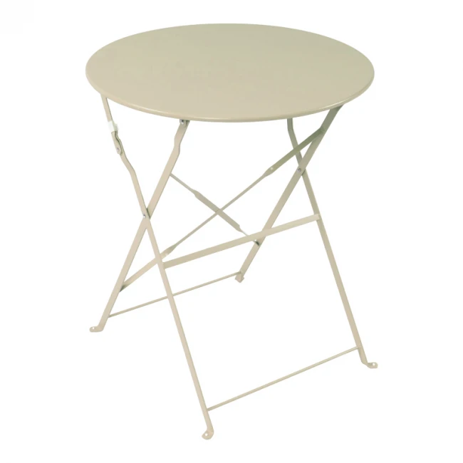 Τραπεζι Bistro pakoworld μεταλλικό αναδιπλούμενο σε σαμπανί Φ60x71εκ