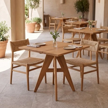 Cadrada table pakoworld teak wood in natural shade 70x70x76cm