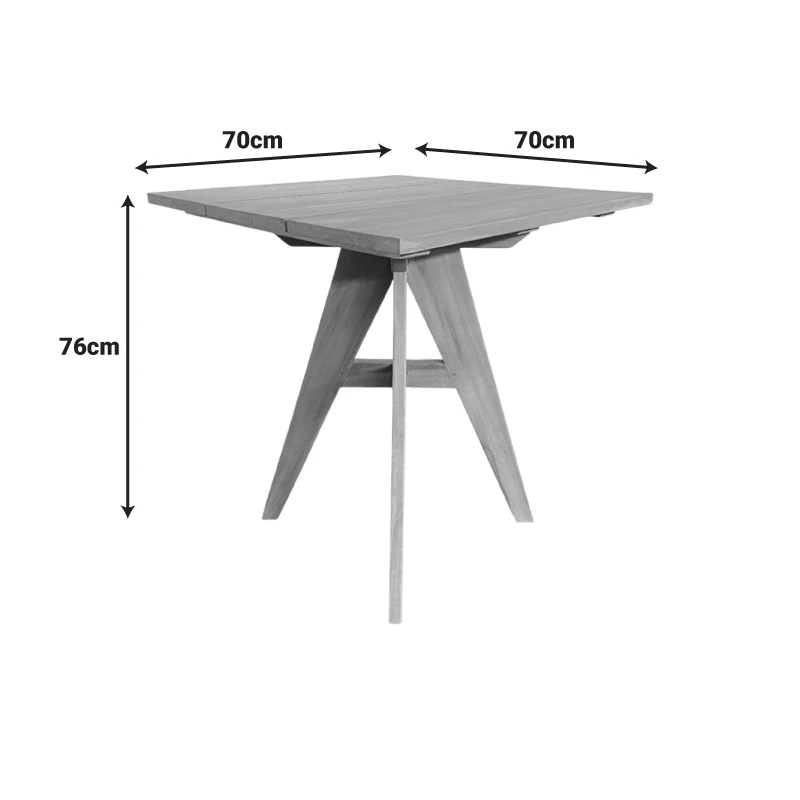 Cadrada table pakoworld teak wood in natural shade 70x70x76cm