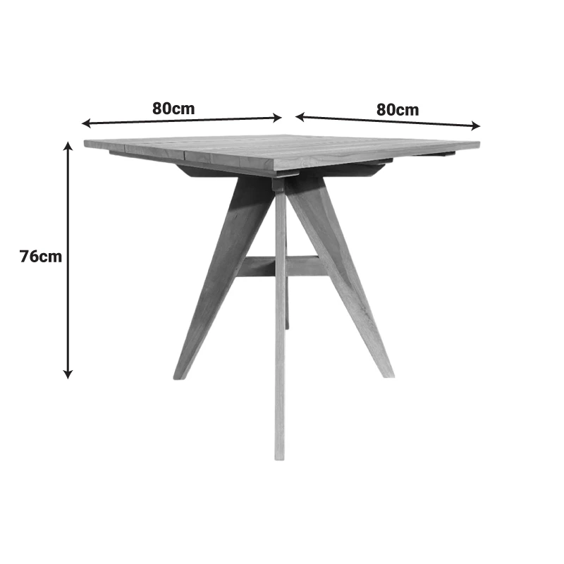 Cadrada table pakoworld teak wood in natural shade 80x80x76cm