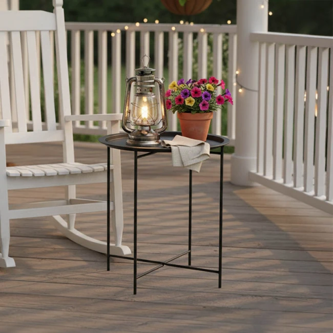 Τραπέζι Caius pakoworld μέταλλο σε μαύρη απόχρωση Φ46x52εκ