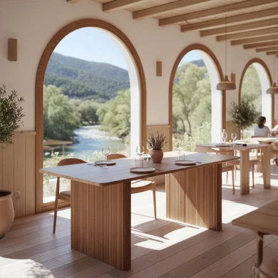 Τραπέζι Casi pakoworld μασίφ ξύλο ακακίας σε φυσική απόχρωση 200x100x76εκ