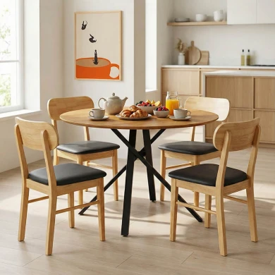 Tραπέζι Cerco pakoworld sonoma mdf και μαύρο μεταλλικό πόδι Φ120x75εκ