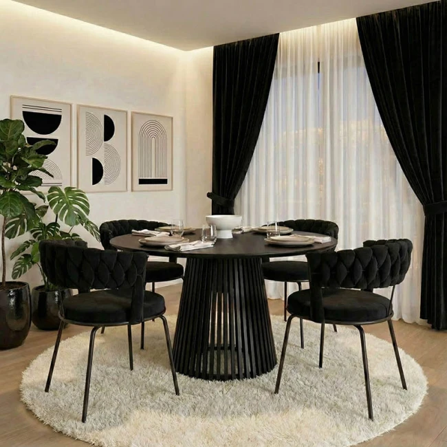 Τραπέζι Domonic pakoworld mdf σε μαύρη απόχρωση Φ120x75εκ