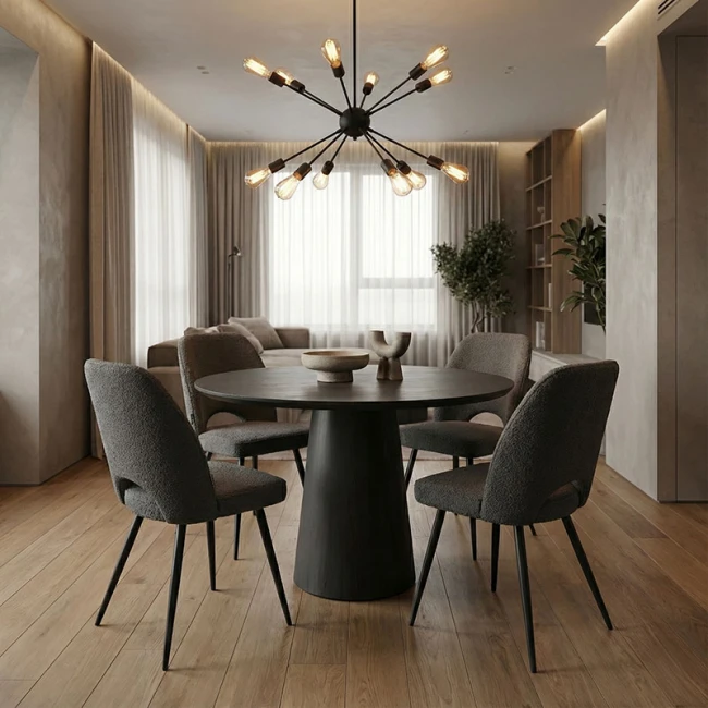 Tραπέζι Donda pakoworld mdf μαύρο Φ100x76εκ