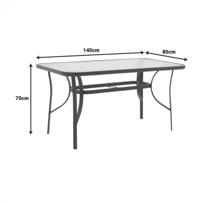 Valor pakoworld table metal brown-glass 140x80x70cm