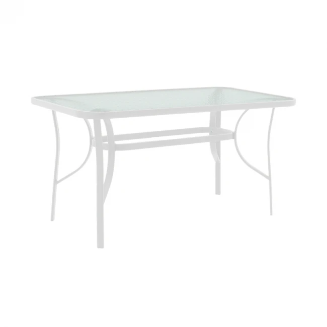 Table Valor pakoworld metal white-glass 120x70x70cm