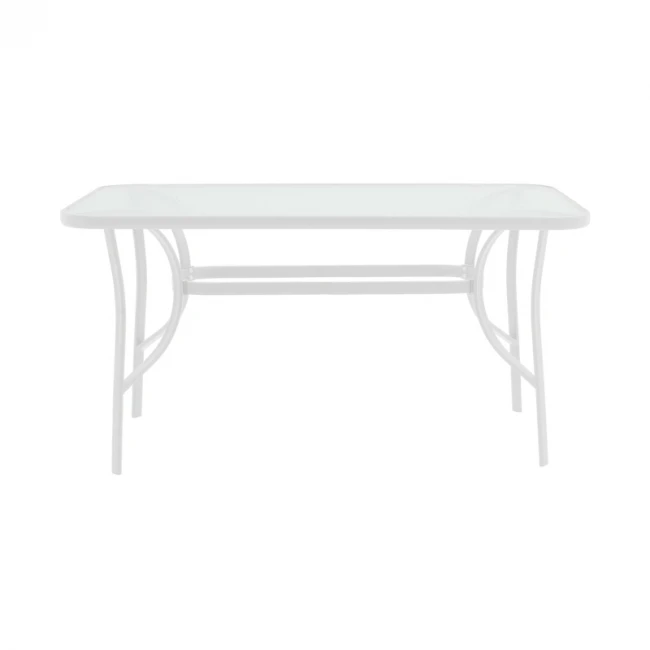 Table Valor pakoworld metal white-glass 120x70x70cm