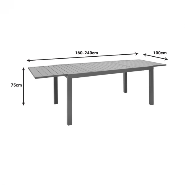 Extendable table Lafla pakoworld aluminum in champagne shade 160-240x90x75cm