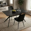 Τραπέζι Ezali pakoworld mdf μαύρη όψη μαρμάρου με μαύρα μεταλλικά πόδια 140x80x75εκ