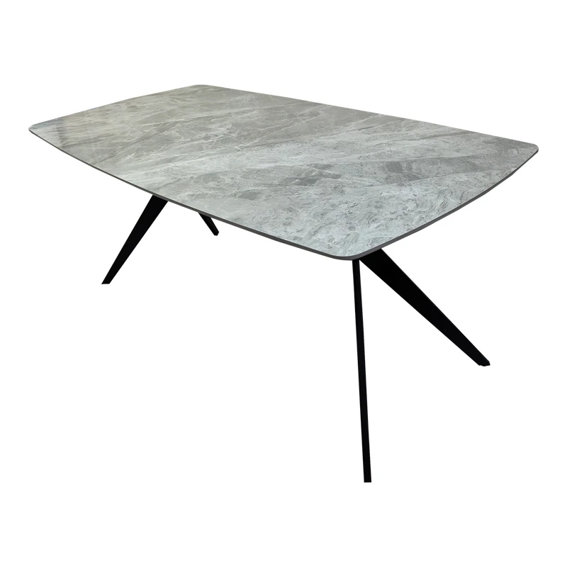 Table Ezali pakoworld sintered stone grey marble look with black metal leg 180x90x75cm