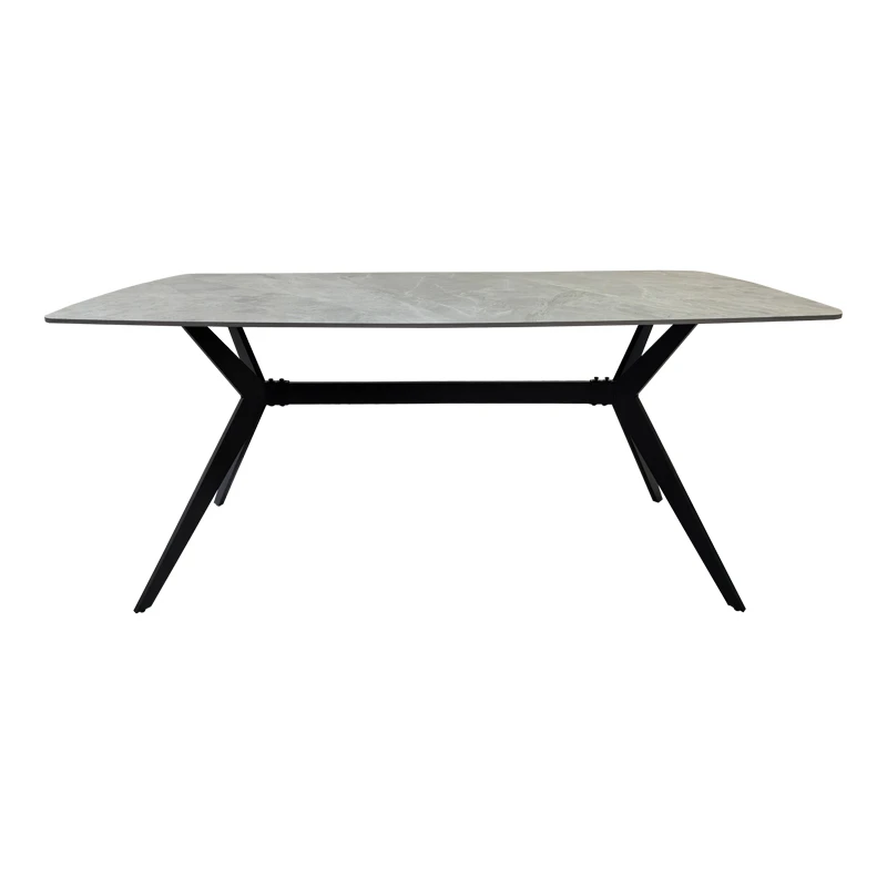 Table Ezali pakoworld sintered stone grey marble look with black metal leg 180x90x75cm
