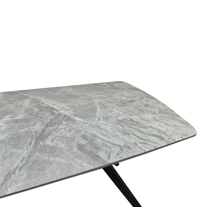Table Ezali pakoworld sintered stone grey marble look with black metal leg 180x90x75cm