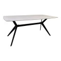 Table Ezali pakoworld sintered stone white matte marble look with black metal leg 180x90x75cm