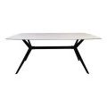 Table Ezali pakoworld sintered stone white matte marble look with black metal leg 180x90x75cm
