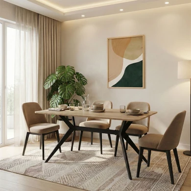 Τραπέζι Ezali pakoworld sonoma mdf με μαύρα μεταλλικά πόδια 140x80x75εκ