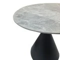Τραπέζι Flenada pakoworld sintered stone σε γκρι όψη μαρμάρου με μαύρη μεταλλική βάση Φ80x76εκ