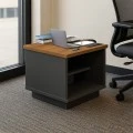 Office table professional Oscar pakoworld melamine in walnut-charcoal shade 60x60x42cm