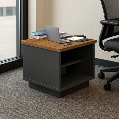 Professional office table professional Oscar pakoworld melamine in walnut-charcoal shade 60x60x42cm