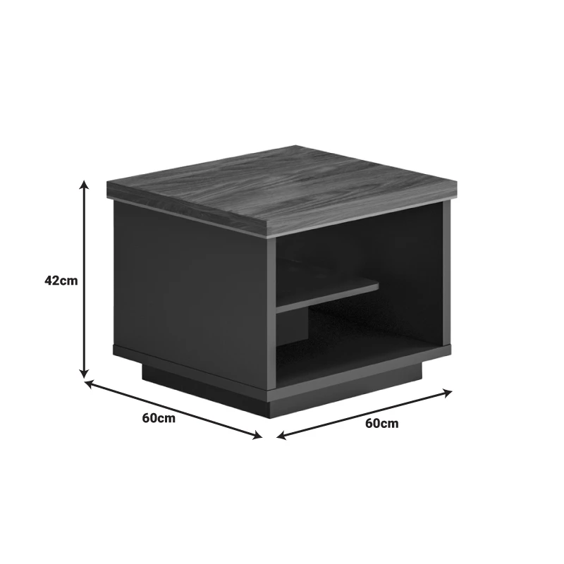 Office table professional Oscar pakoworld melamine in walnut-charcoal shade 60x60x42cm