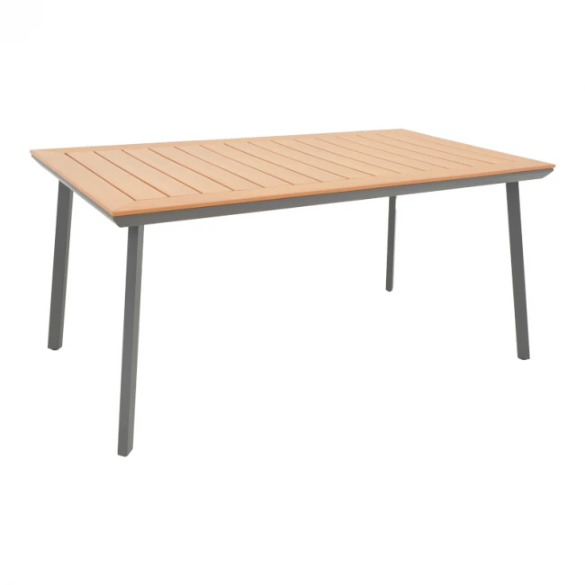 Τραπέζι Griffith pakoworld ανθρακί αλουμίνιο και plywood σε φυσική απόχρωση 160x90x74εκ