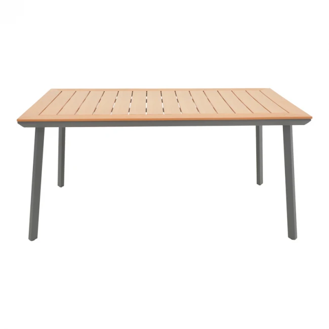 Τραπέζι Griffith pakoworld ανθρακί αλουμίνιο και plywood σε φυσική απόχρωση 160x90x74εκ