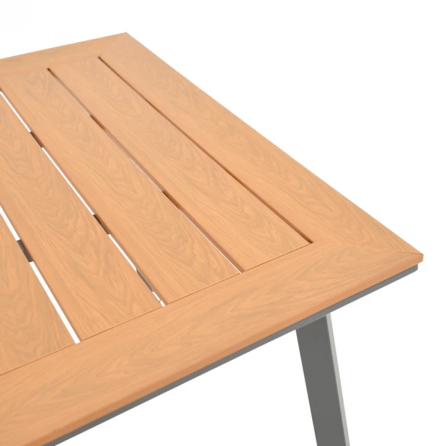 Τραπέζι Griffith pakoworld ανθρακί αλουμίνιο και plywood σε φυσική απόχρωση 160x90x74εκ
