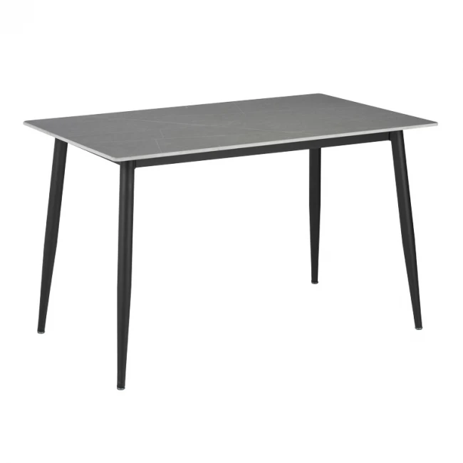Τραπέζι Gustas pakoworld γκρι μαρμάρου sintered stone-μαύρο μέταλλο 160x80x75εκ