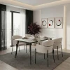 Dining table Gustas pakoworld white marble sintered stone-black metal 160x90x75cm