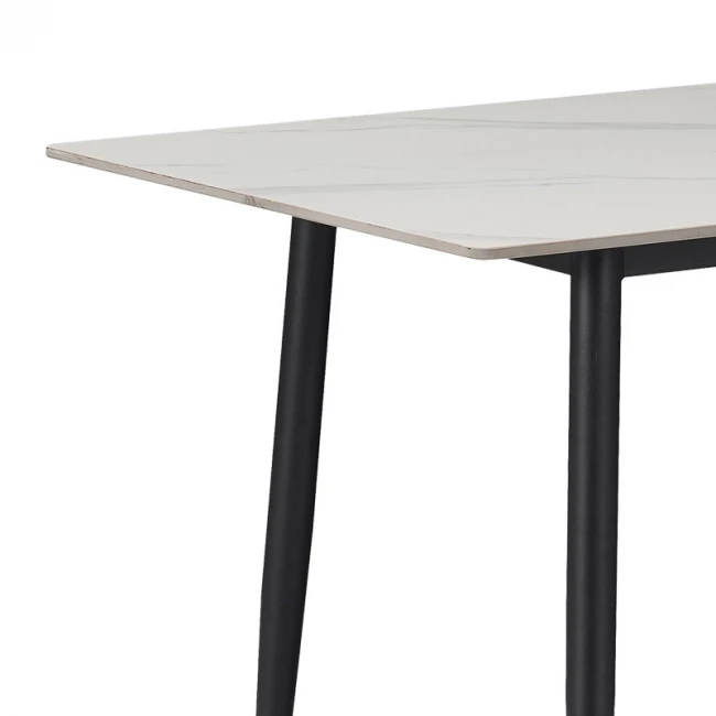 Dining table Gustas pakoworld white marble sintered stone-black metal 160x90x75cm
