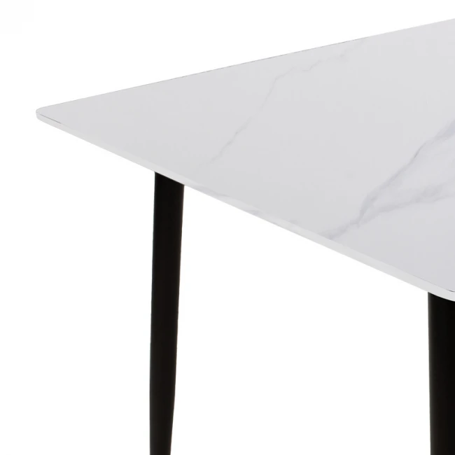 Dining table Gustas pakoworld white marble sintered stone-black metal 160x90x75cm
