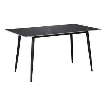 Dining table Gustas pakoworld black marble sintered stone-black metal  leg 140x80x75cm