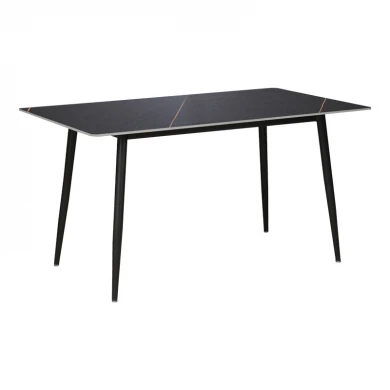 Τραπέζι Gustas pakoworld μαύρο μαρμάρου sintered stone-πόδι μαύρο μέταλλο 140x80x75εκ