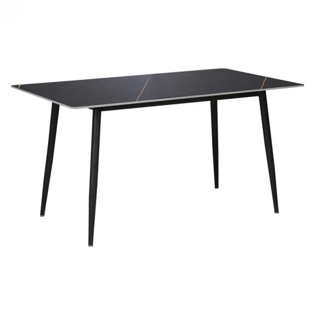 Dining table Gustas pakoworld black marble sintered stone-black metal  leg 160x90x75cm