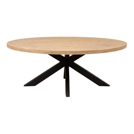 Dining table Jenma pakoworld solid mango wood in natural color-black metal leg 200x100x76cm