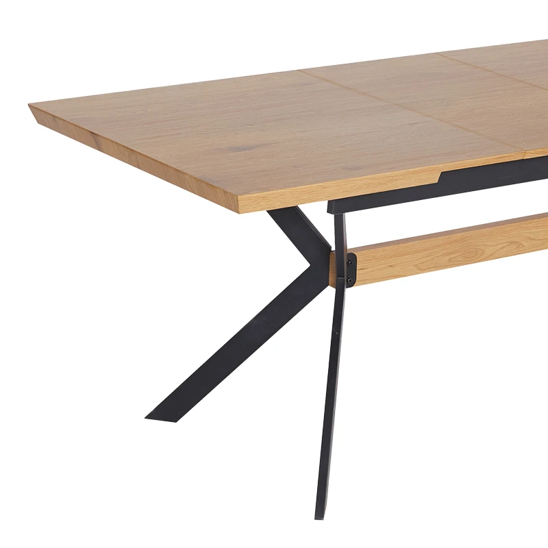 Jessamy pakoworld table expandable MDF 43mm in natural shade and metal leg black 160/200x90x76cm