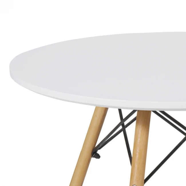 Julita children's table pakoworld white mdf and natural beech wood Φ60x51cm